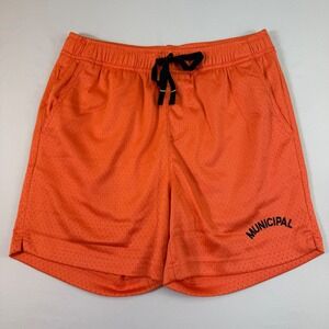 Municipal Sport Utility Gear Shorts Mens Small Orange Athletic Training Gym EUC